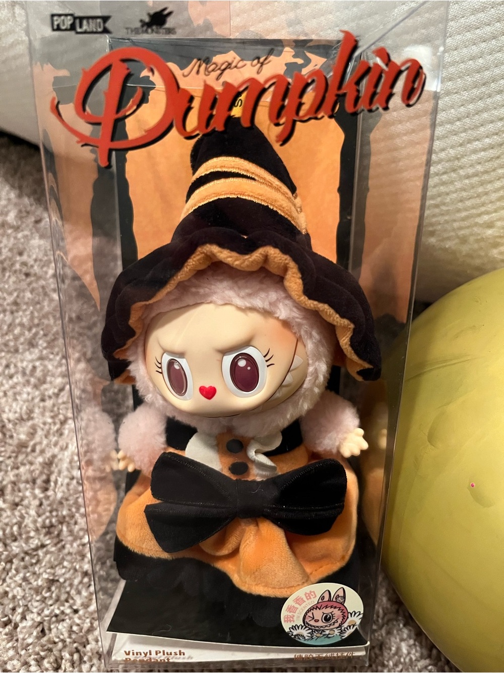 & Other Stories Orange, Black & Cream Pumpkin Witch Plush Doll